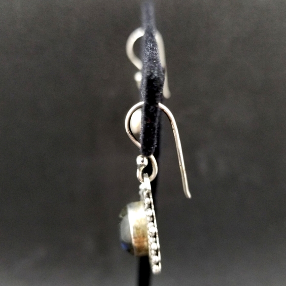 Sterling silver labradorite cabochon orb earrings - Picture 4 of 7